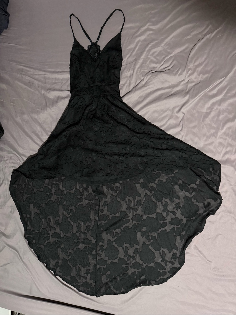 Rue21 Black Floral Lace High-Low Slip Dress